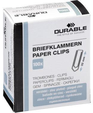 Actual product image Durable Paper clip pointed form 32mm metal galvanised 100 pcs./pack. (1x)