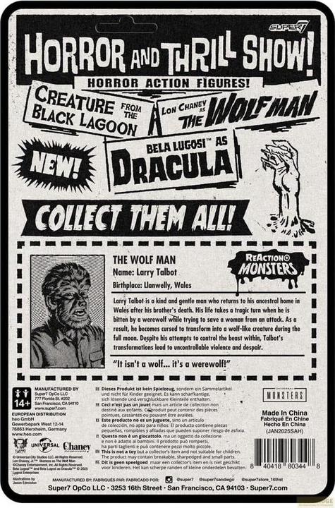 Actual product image Super7 Universal Monsters ReAction+ Actionfigur Wave 1 The Wolf Man 10 cm