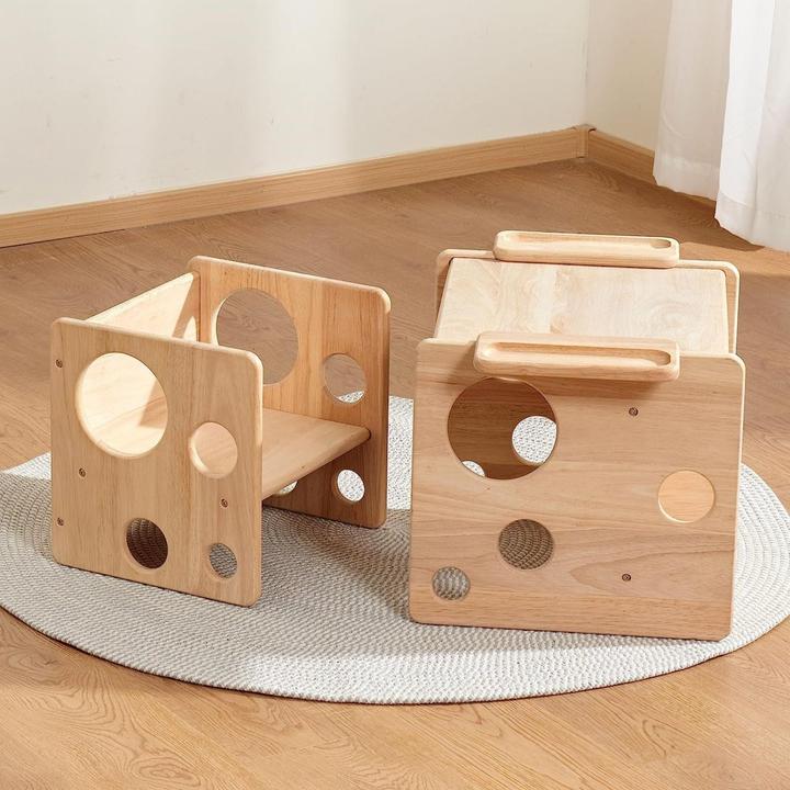 Image du produit Hermex Ensemble table et chaise en bois pour enfants Meubles pour enfants Tabouret (Chaise haute, Table des enfants)