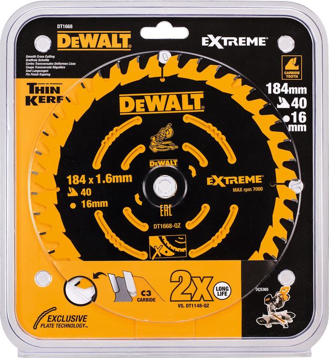 Productafbeelding DeWalt Cirkelzaagblad accu 184/16mm 40WZ