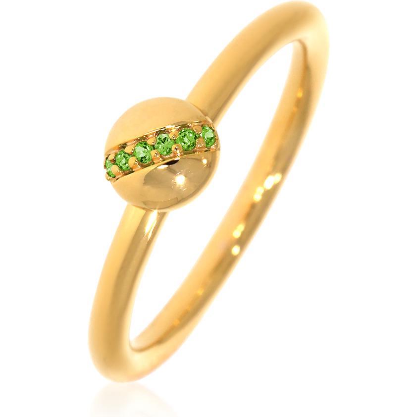 Xen, Ring, Ring mit 6 Chromdiopside ca. 0,04 ct. gelbvergoldet, (52, 925 Silber)