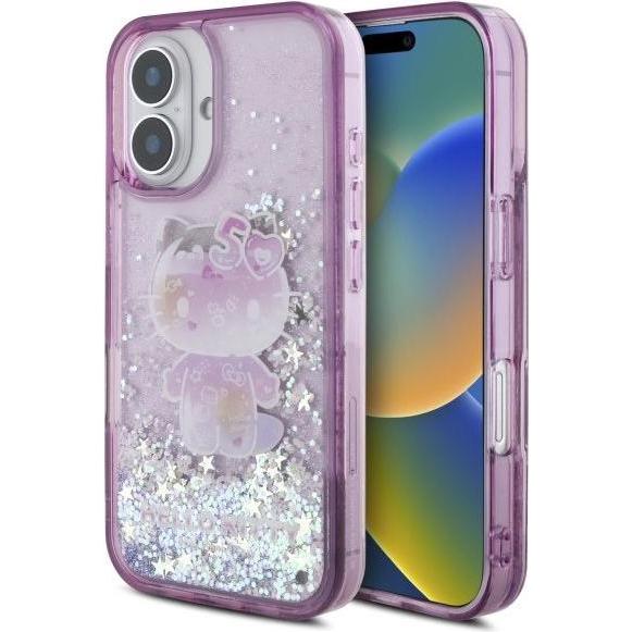 Hello Kitty HKHCP16SL50PPU iPhone 16 6.1" fioletowy/purple hardcase Liquid Glitter 50TH Anniver (Apple iPhone 16), Smart...