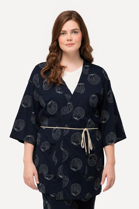 Image du produit Ulla Popken Kimono en coton bio avec broderie, col V et manches 3/4 (50, 52)