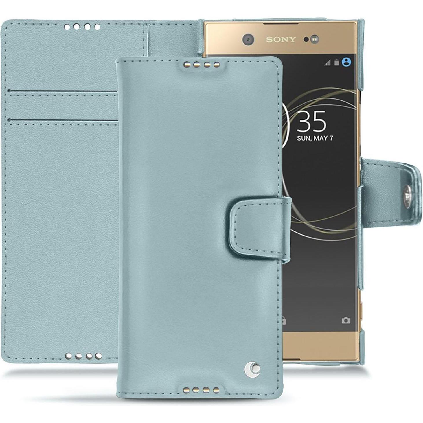 Noreve Lederschutzhülle Wallet (Sony Xperia XA1 Ultra), Smartphone Hülle, Blau