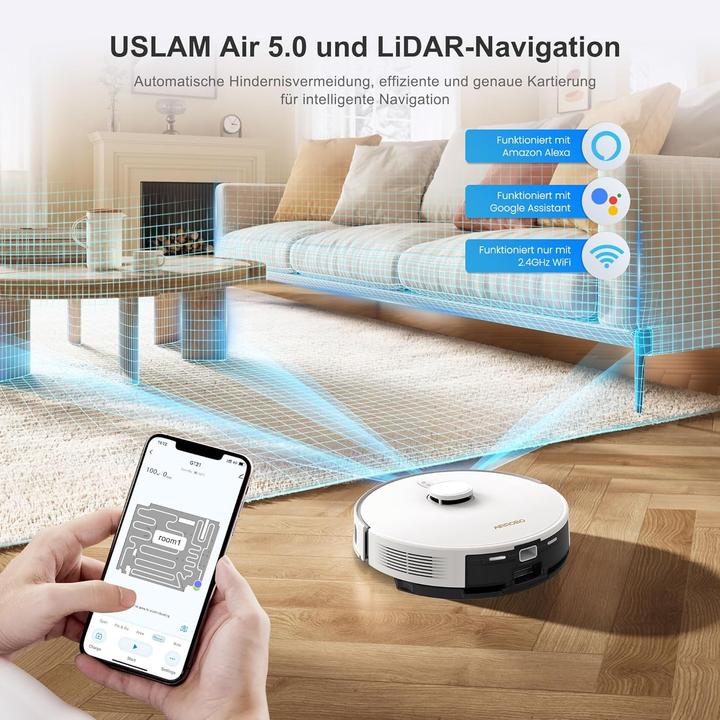 Produktbild Airrobo Robotstaubsauger mit Wischfunktion, automatischer Entleerung und App-Steuerung (2600 Pa, Wischtuch)