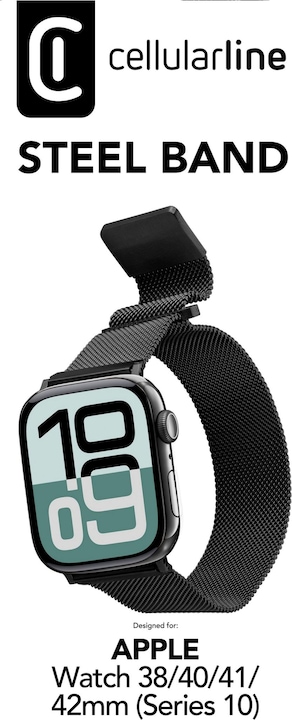 Actual product image Cellularline Steel Band - Apple Watch (38 mm, 40 mm, 41 mm, Stainless steel, Apple Watch Series 4, Apple Watch Series 5, Apple Watch Series 6, Apple Watch Series 7, Apple Watch Series 8, Apple Watch Series 9, Apple Watch SE, Apple Watch Series 1, Apple Watch Series 2, Apple Watch Series 3)