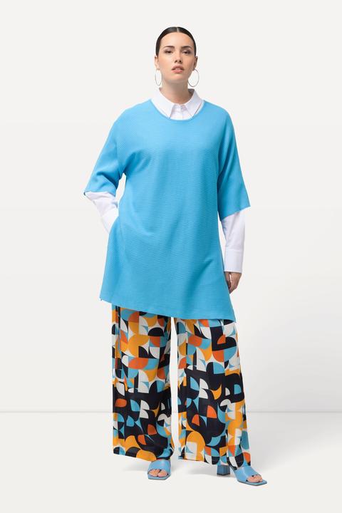 Immagine prodotto Ulla Popken Maglione dal taglio oversize con lati aperti, scollo rotondo e maniche a 3/4 (46, 48)