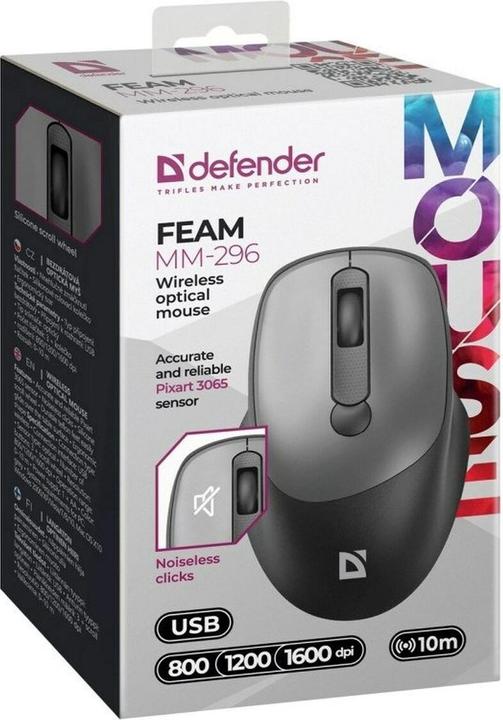 Actual product image Defender FEAM MM-296 RF 1600 DPI wireless silent click mouse (Wireless)