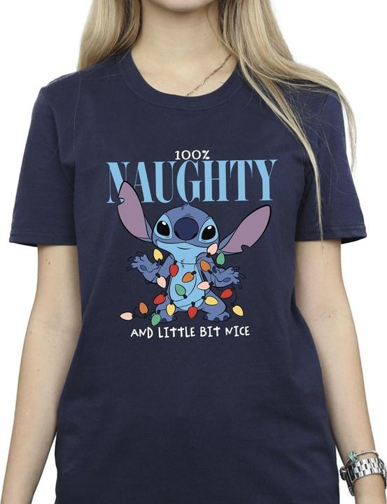 Actual product image Disney Womens/Ladies Lilo & Stitch Naughty & Nice Cotton Boyfriend T-Shirt (XL)