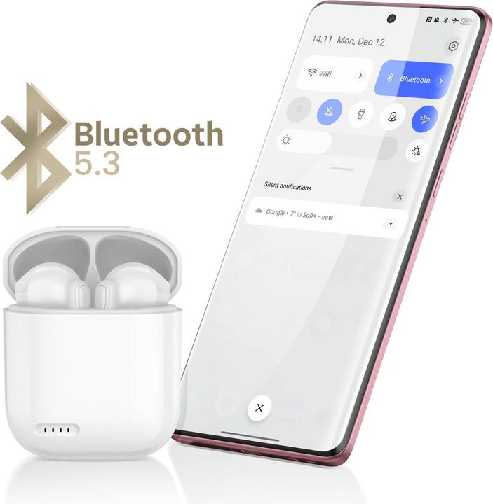 Produktbild Akashi Kabelloses Bluetooth 5.0-Headset, 12 Stunden Akkulaufzeit, – silber (18 h, Kabellos)