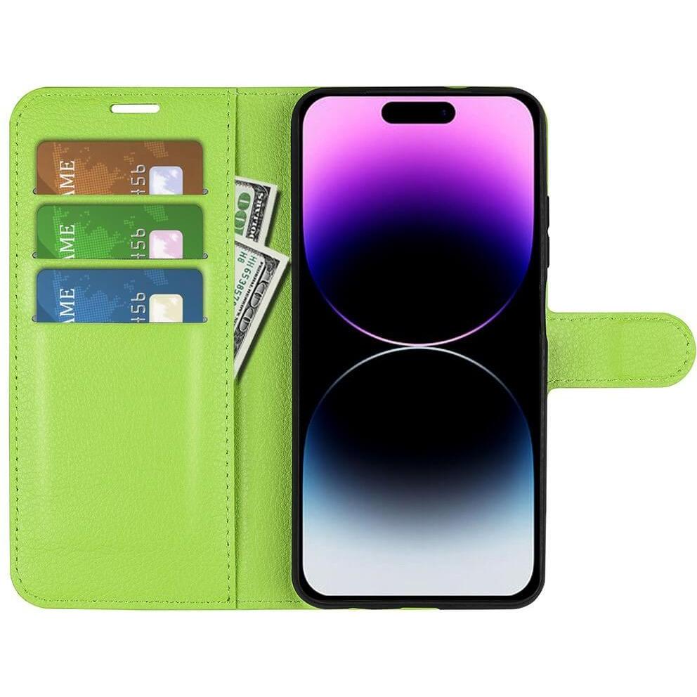 Thumbnail - Cover-Discount iPhone 15 Pro - Leder Etui Hülle grün (Apple iPhone 15 Pro), Smartphone Hülle, Grün