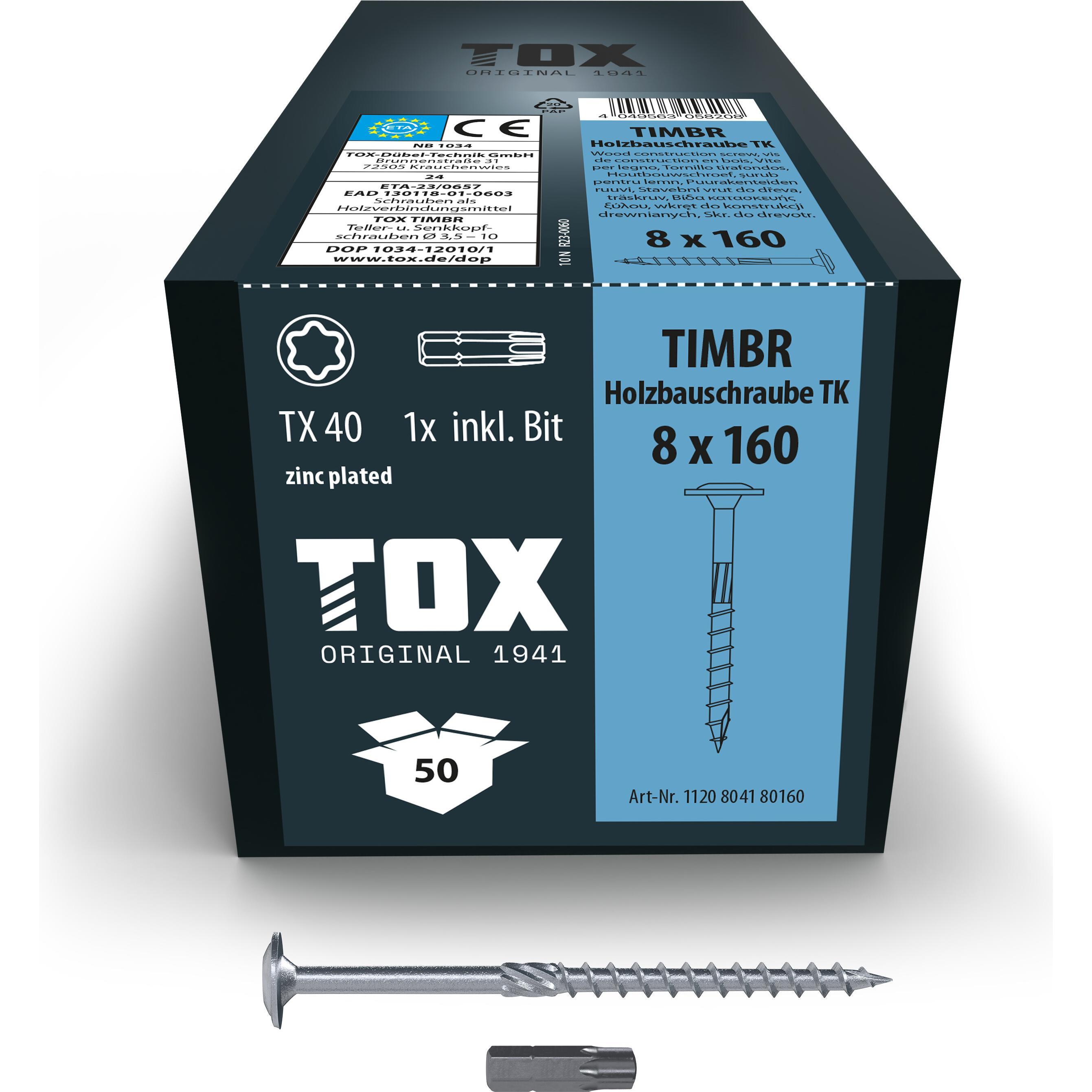 Tox, Viti, TIMBR 8,0 x 160 TK (50 pz.) (50 Viti per pezzo)