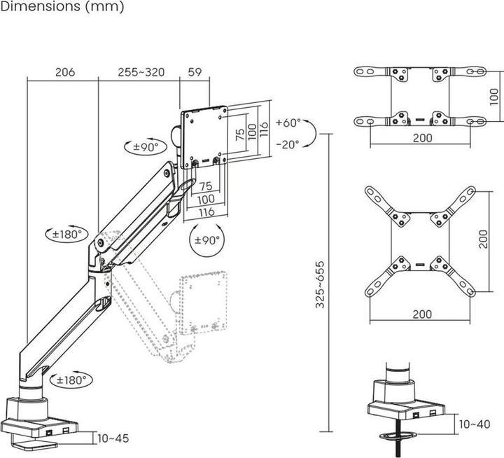Actual product image Xantron Monitor arm for XL monitors (Table, 57")