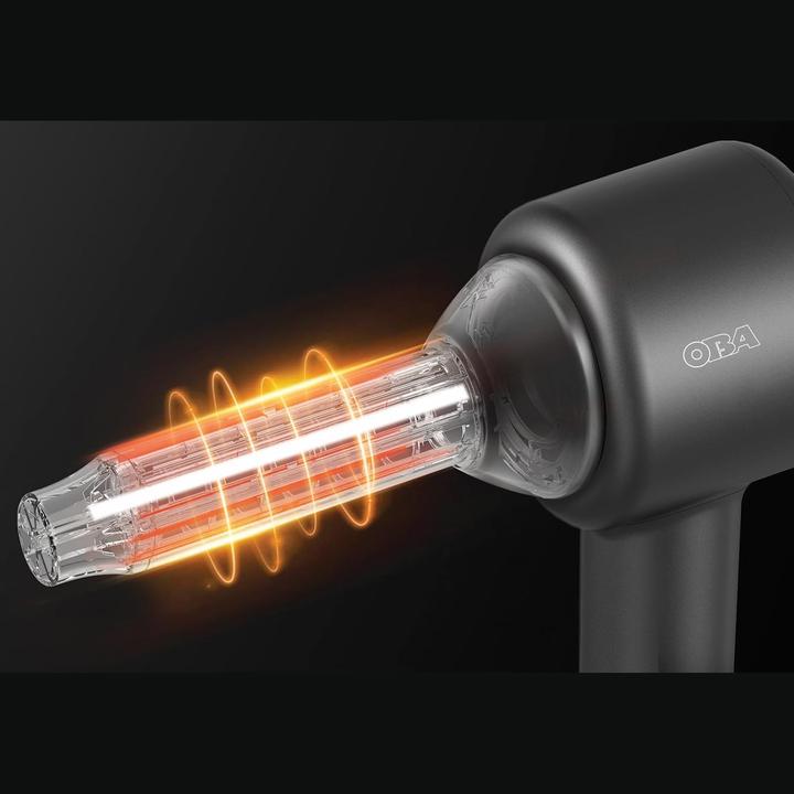 Produktbild OBA Haartrockner mit 500 Mio. negativen Ionen, 120.000 U/min, 75 m/s Luftstrom, 358 g, leise 54 dB