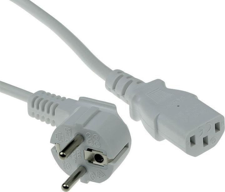 Produktbild ACT Powercord mains connector CEE 7/7 male (angled) - C13 white 1 m (1 m)