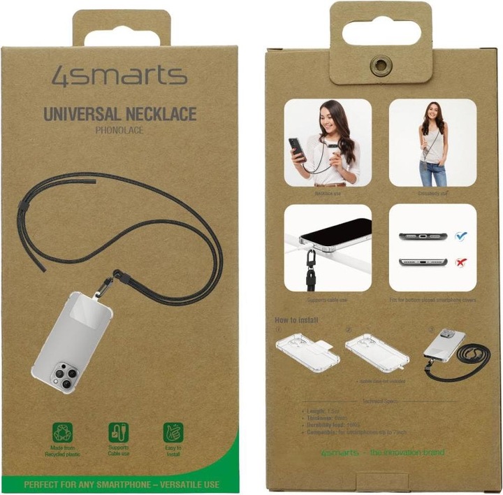 Productafbeelding 4smarts Universele mobiele telefoonketting PhonoLace onyx zwart