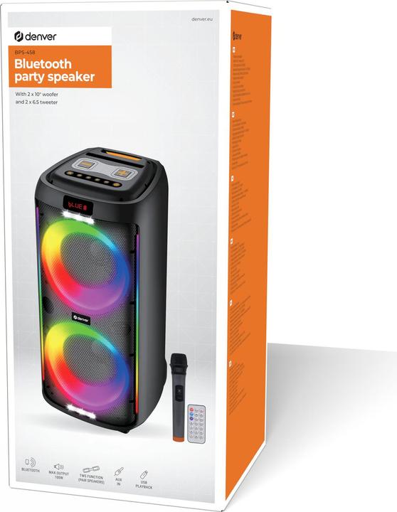 Produktbild Denver BPS-458 BT Party Lautsprecher schwarz (4 h)
