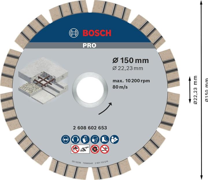 Actual product image Bosch Professional Zubehör PRO Concrete diamond cutting disc, 150 x 22.23 mm