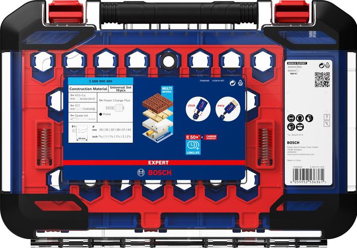 Actual product image Bosch Professional Zubehör EXPERT Construction Material hole saw set 20/25/32/38/51/64 mm, 10 pcs. (20 mm, 25 mm, 32 mm, 38 mm, 51 mm, 64 mm)
