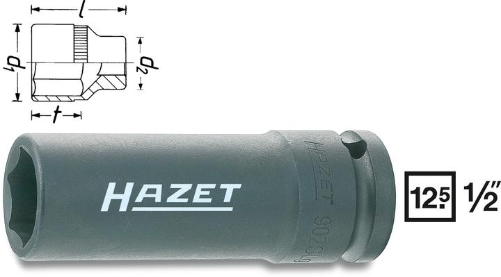 Produktbild HAZET Schlag-, Maschinenschrauber Steckschlüsseleinsatz ∙ Sechskant 902SLG-17 ∙ Vierkant12,5 mm (1/… (17 mm)