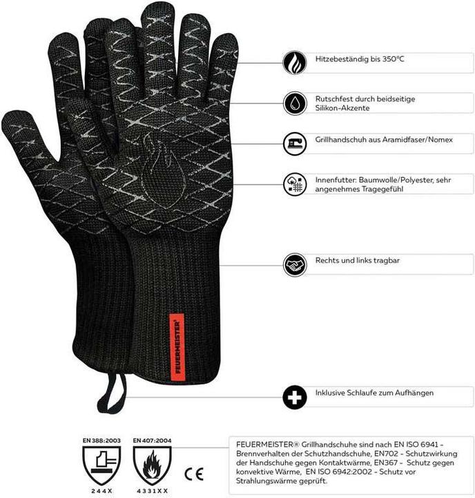 Immagine prodotto Adolf Jungfleisch Guanto da griglia/forno S (20% poliestere, Silicone, Esterno: Aramide, Interno: 80% cotone)