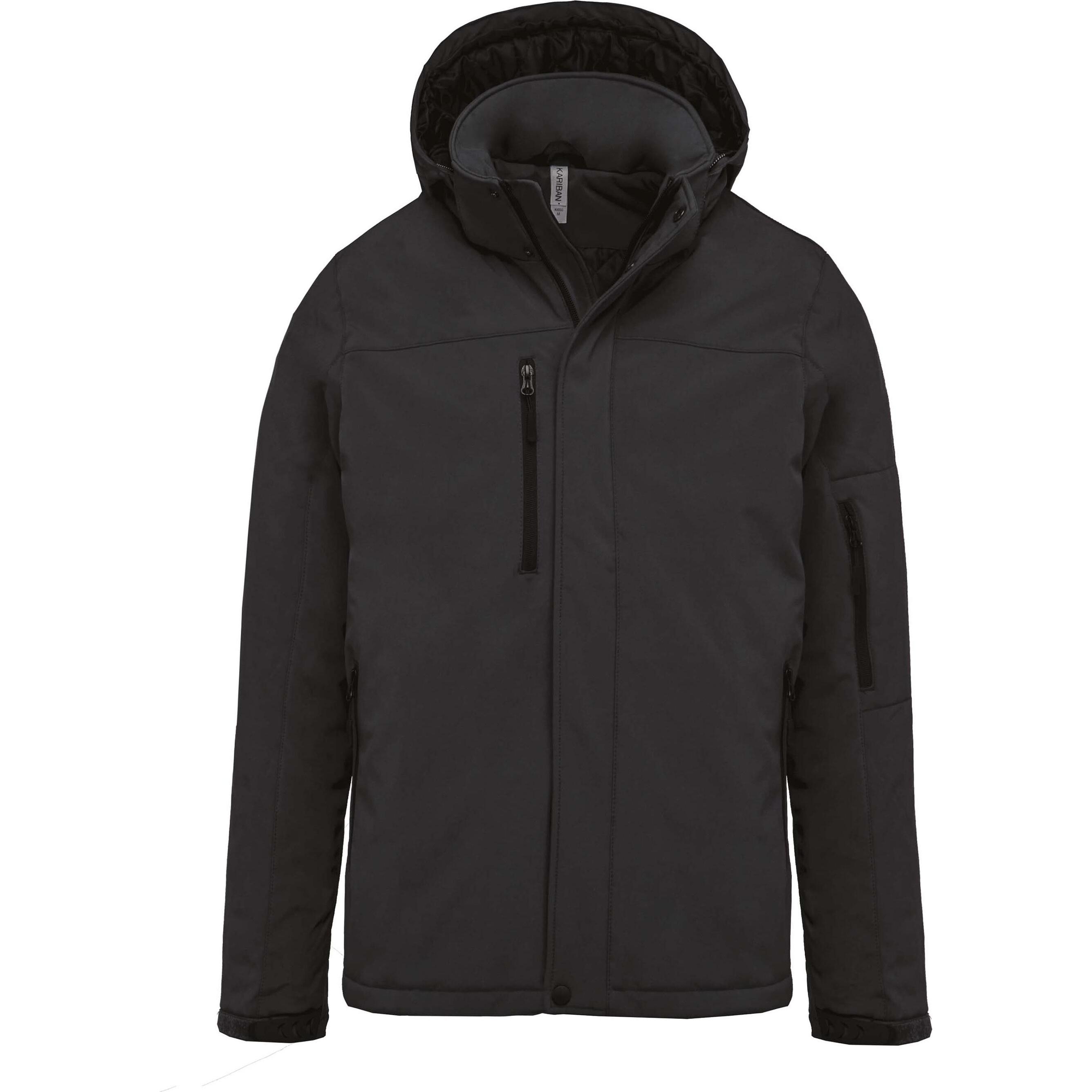 Kariban, Herren, Jacke, Softshell doublée capuche (3XL), Grau, 3XL