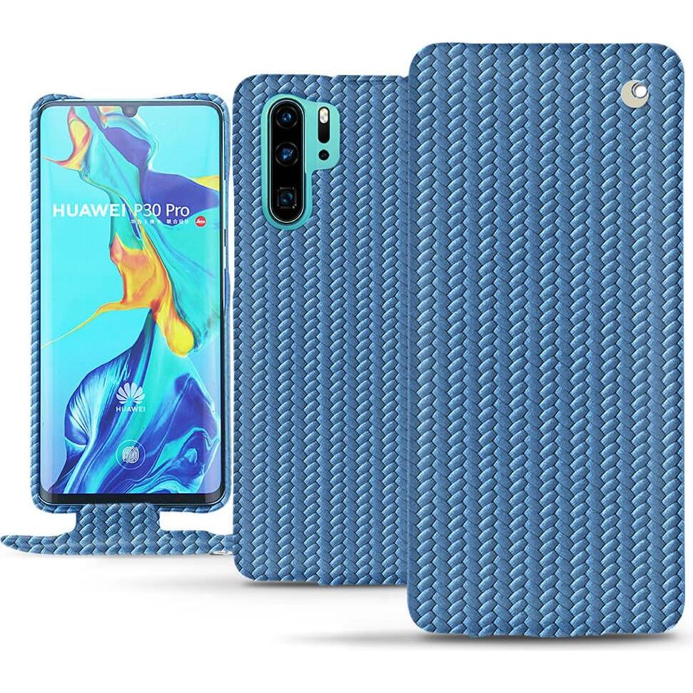 Noreve Lederschutzhülle vertikal (Huawei P30 Pro), Smartphone Hülle, Blau