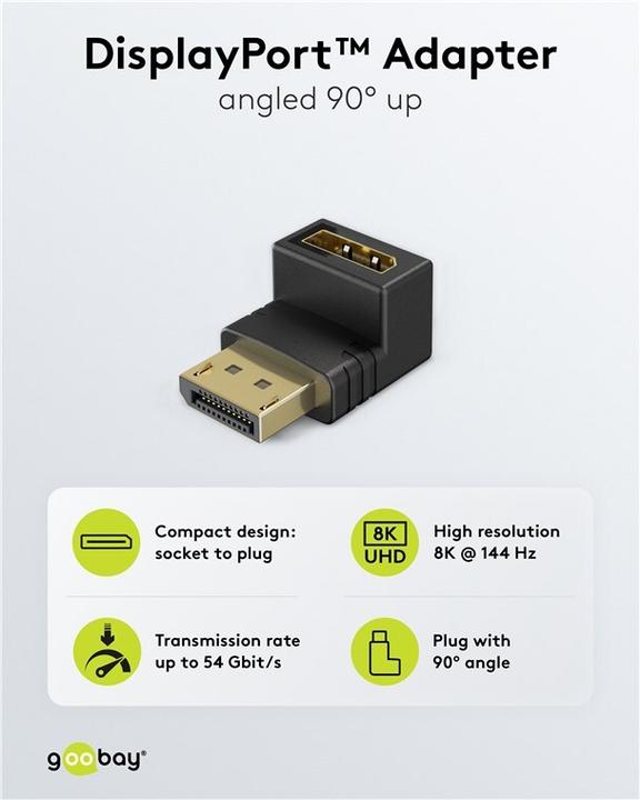 Produktbild Goobay DisplayPort-Winkeladapter 90° nach oben Schwarz