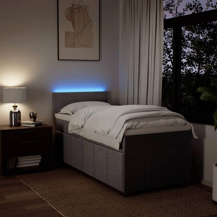 Actual product image vidaXL Boxspringbett Doppelbett Polsterbett Bett Matratze Taupe 140x200cm Stoff (140 x 200 cm)