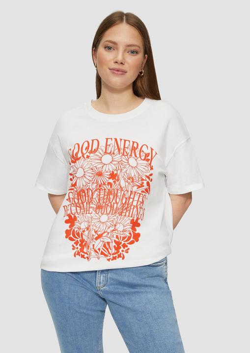 Actual product image S.Oliver T-Shirt Baumwollshirt mit Frontprint und überschnittener Schulter (52)