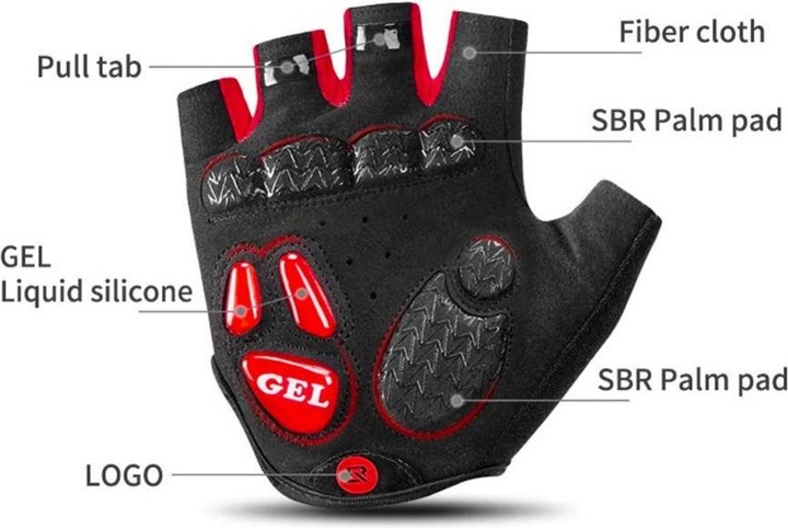 Produktbild Rockbros S169BR L cycling gloves with gel inserts - black and red (L)
