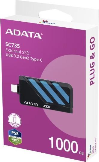 Actual product image Adata SSD 1.0TB External SC735 U3.2 Gen2 Black/Blue (1 TB)