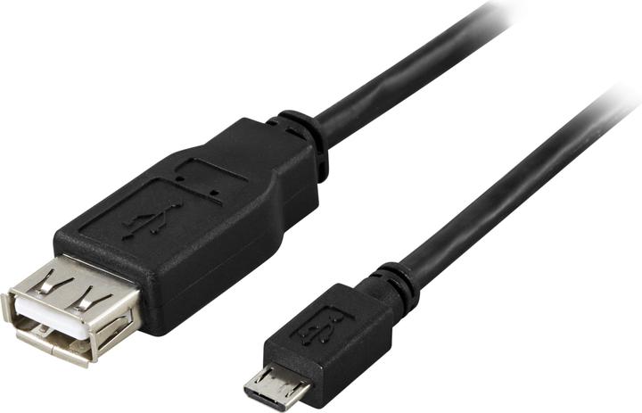 Actual product image Deltaco USB-73 USB Cable 0.2 m USB 2.0 USB A Micro-USB B Black (0.20 m, USB 2.0)