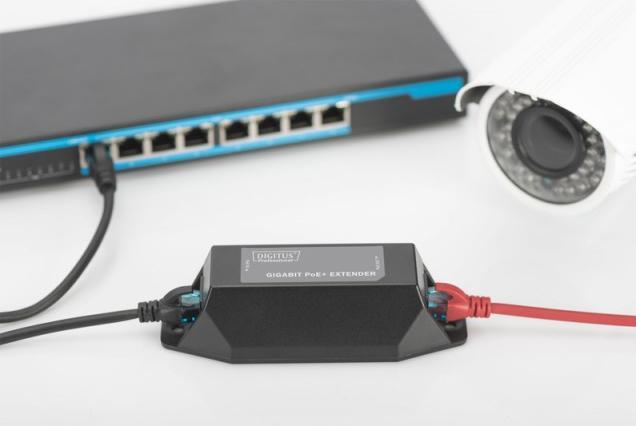 Productafbeelding Digitus Gigabit PoE Indoor Extender 22 Watt Uitgang voor bureaublad of wandmontage 100m uitbreiding (Extender)