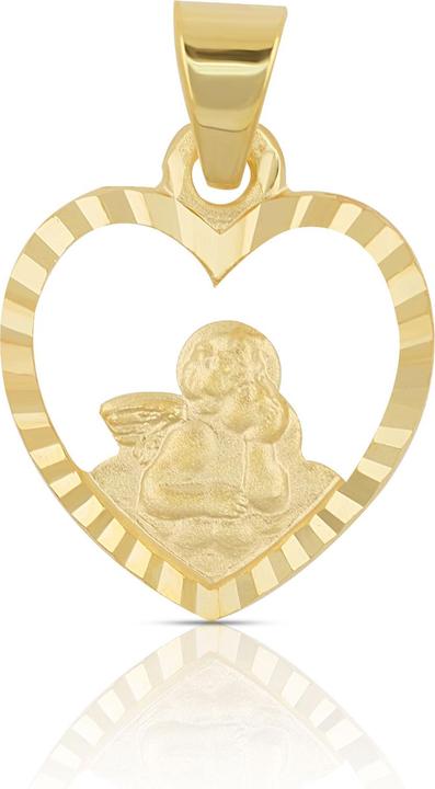 Muau Angel pendant yellow gold 750 heart shape cut out, 15x11mm (750/18K Gelbgold)