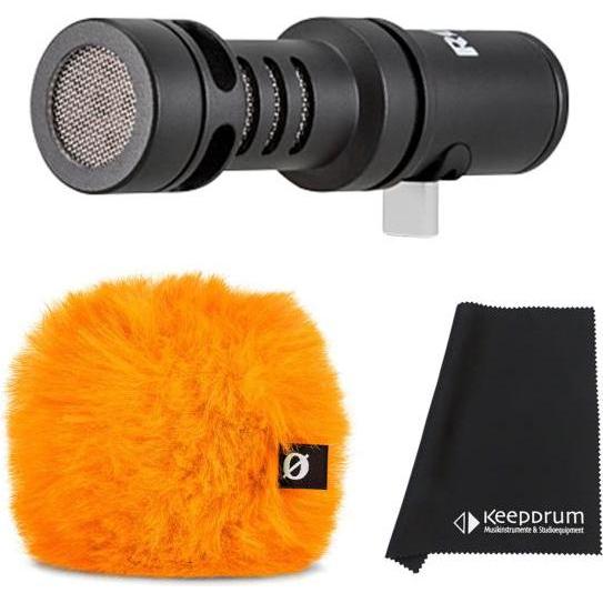 RØDE Videomic Me-C mit Windschutz Orange und Tuch, Mikrofon