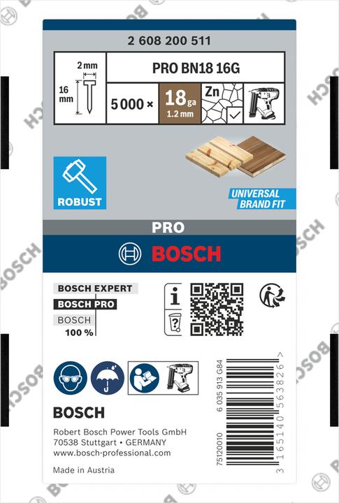 Produktbild Bosch Professional Zubehör Senkkopf-Stift SK50 30G, 1,2 mm, 30 mm, verzinkt