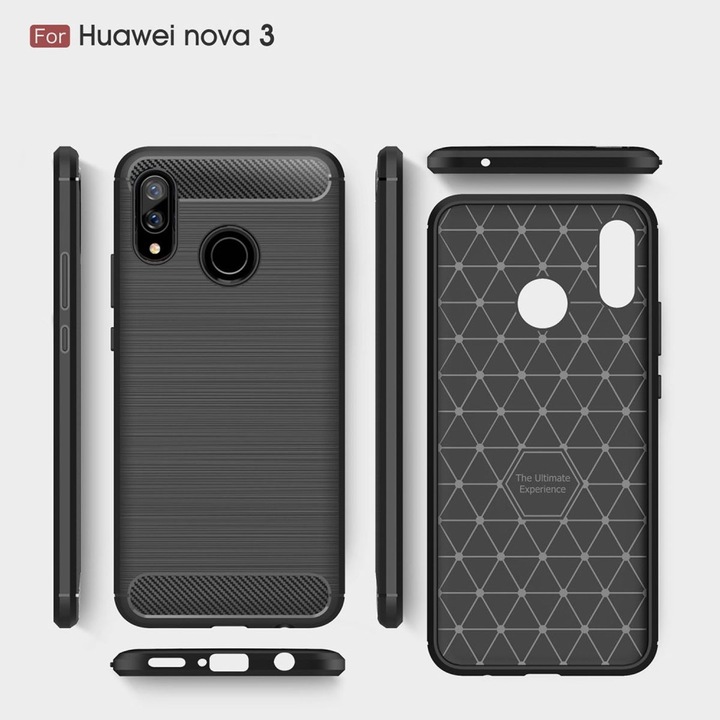 Actual product image König Design Case Mobile Protection for Huawei Nova 3 Case Cover Bumper Carbon Optics Cases Grey (Huawei Nova 3)