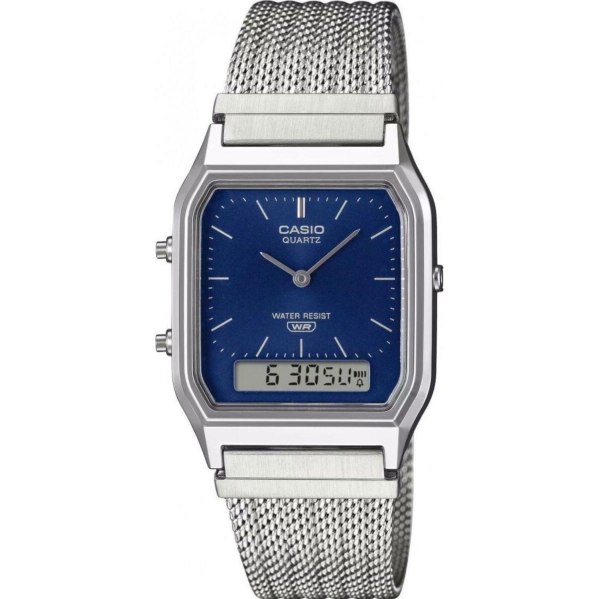 Casio Argento/Blu Orologio Da Polso, Aq-230Em-2Aef, (Cronografo, Orologio Da Polso Analogico, Orologio Digitale, 38.80 Mm)