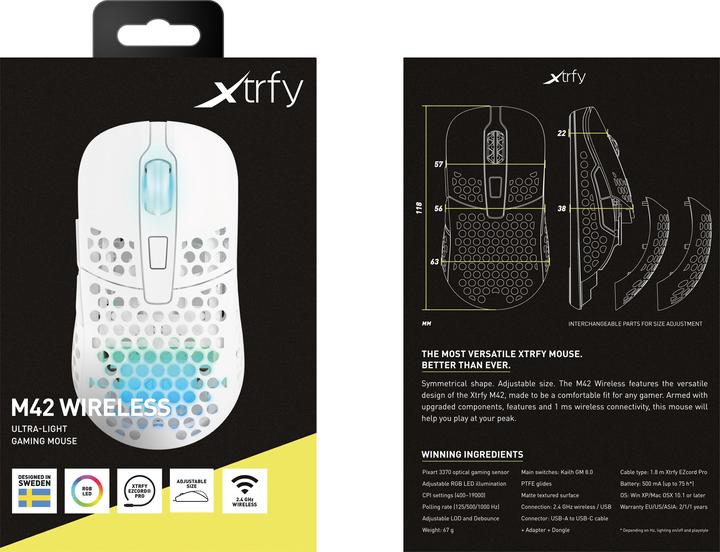 Immagine prodotto CHERRY xtrfy Mouse da gioco senza fili M42, RGB (Senza fili)
