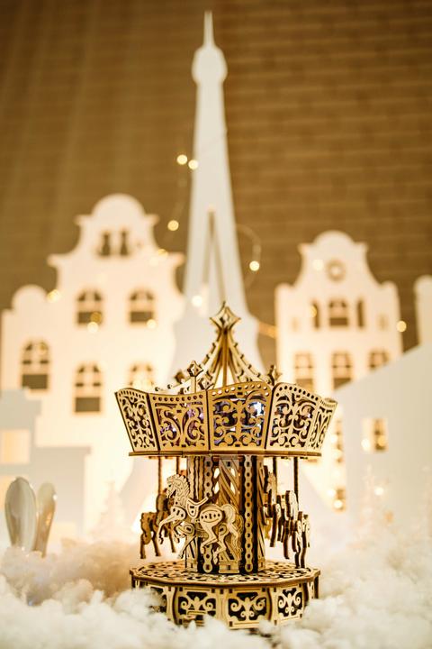 Actual product image Wood Trick Paris Carousel - 3D wooden construction kit