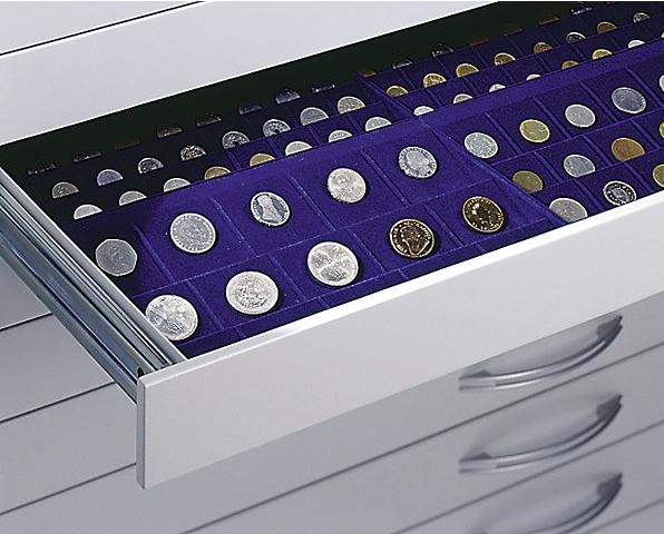 Produktbild C+P Zeichnungsschrank, DIN A0, 8 Schubladen, Höhe 760 mm, schwarzgrau / verkehrsweiss