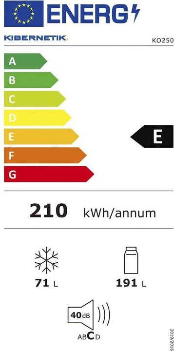 Label énergétique Kibernetik KO250 (262 l)