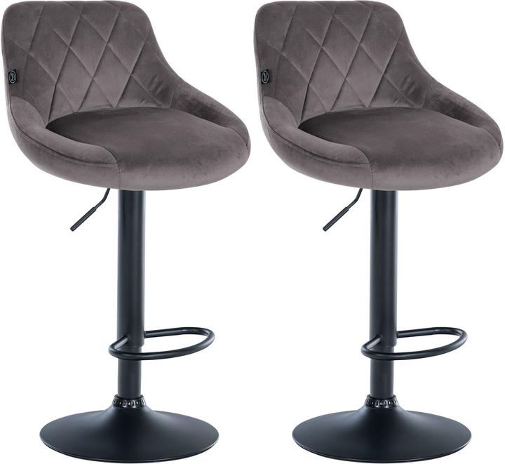Lot de 2 tabourets de bar en velours côtelé beige, piètement métal noir - Betty