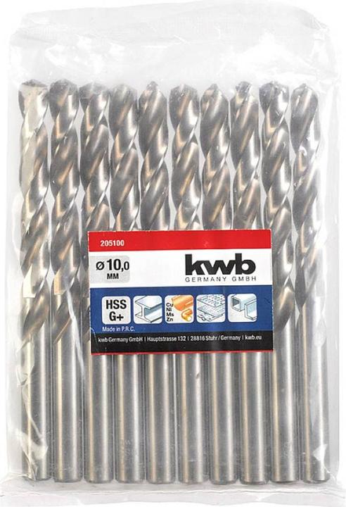 Produktbild kwb 205100 HSS Spiralbohrer 1 Stück 10 mm Gesamtlänge 133 mm DIN 338 Zylindersc (10 mm)