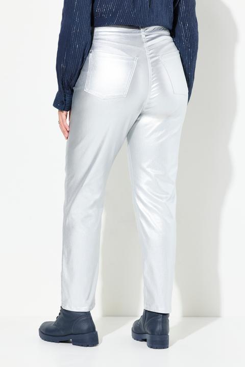 Produktbild Ulla Popken Mom-Jeans, Silber-Coating, Komfortbund, 5-Pocket-Hose (54)
