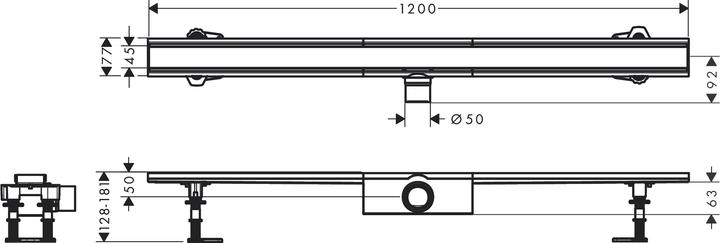 Actual product image hansgrohe HG RainDrain Compact complete shower channel set 1200mm (1200 mm)