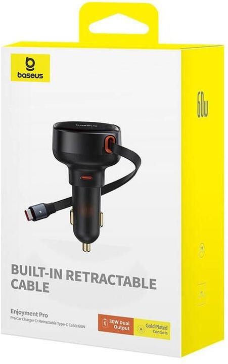 Actual product image Baseus Car Charger Enjoyment Pro with cable USB-C, 60W (Black)