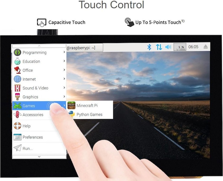 Actual product image WaveShare 4.3inch Capacitive Touch Display for Raspberry Pi DSI Interface 800×480