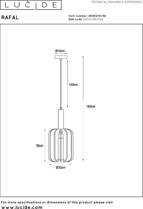 Actual product image Lucide Rafal (E27)